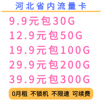 中国联通河北省内流量卡5g全国联通5g电话卡国内通用流量5g不限速0月租三切卡学生可用