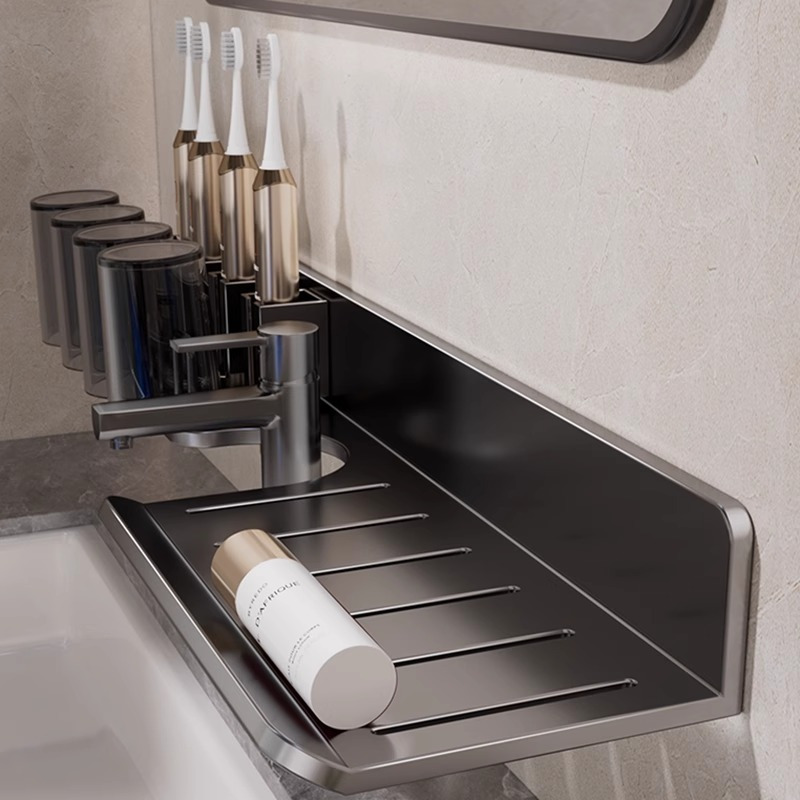 舒巧电动牙刷置物架卫生间免打孔洗漱台壁挂式水龙头置物架收纳挂架子