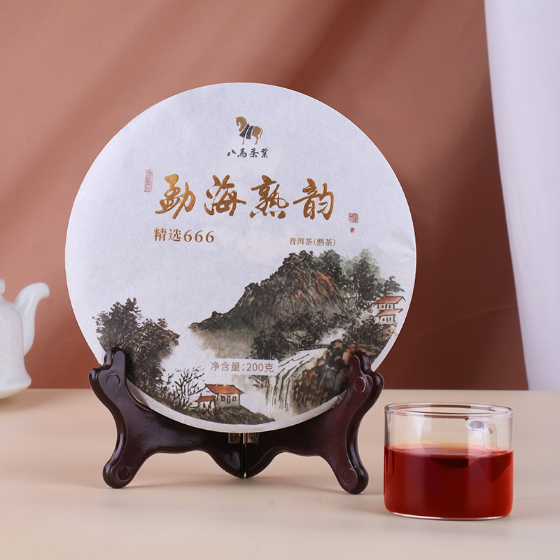 八马茶叶 云南原产普洱茶叶熟茶 勐海熟韵精选666 200g/饼