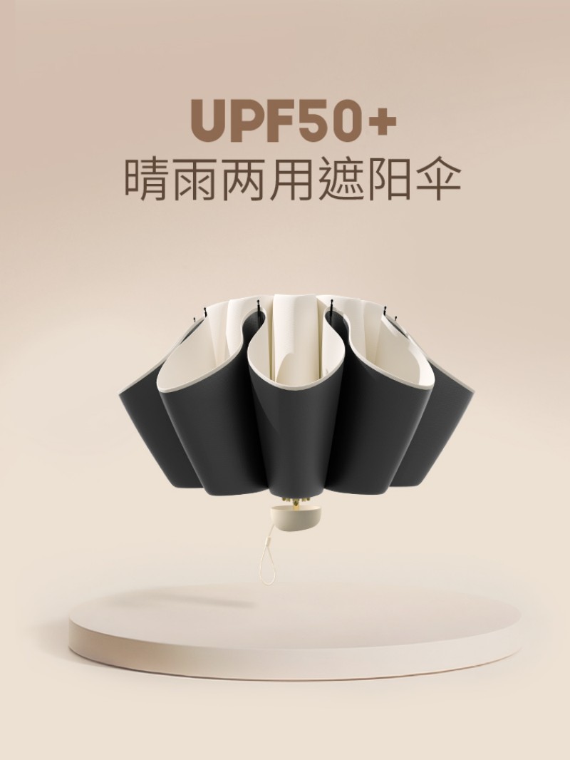 BR 太阳伞防晒防紫外线小巧便携折叠晴雨伞两用女黑胶遮阳伞大雨伞 把高清大图