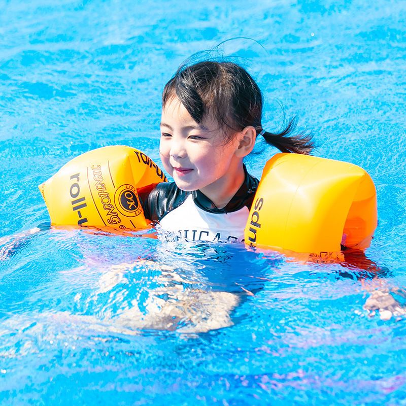 儿童游泳圈手臂圈水袖大人儿童游泳装备成人宝宝加厚浮圈浮漂泳袖|黄色 5对装(10只)