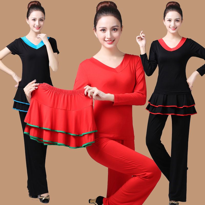 广场舞服装新款套装夏中老年跳舞衣成人运动舞蹈服分体式三件套女