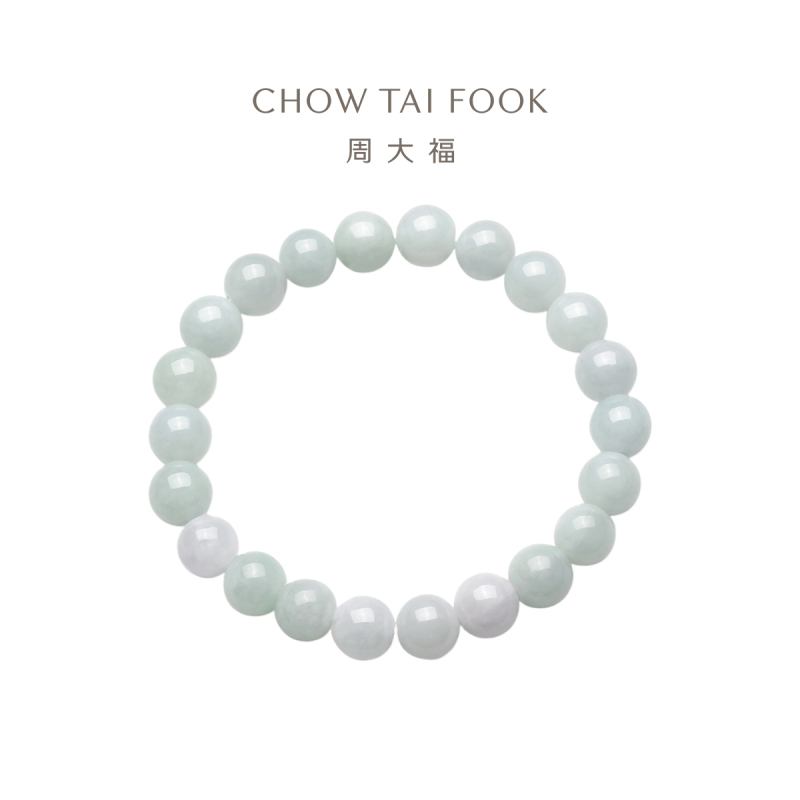 周大福 温润典雅 翡翠玉弹力绳手链 K63884