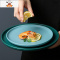 北欧陶瓷西餐盘家用牛排刀叉盘子套装创意网红餐具菜盘圆形早餐盘 10英寸哑光牛排盘-绿(送刀叉 2件套) 敬平