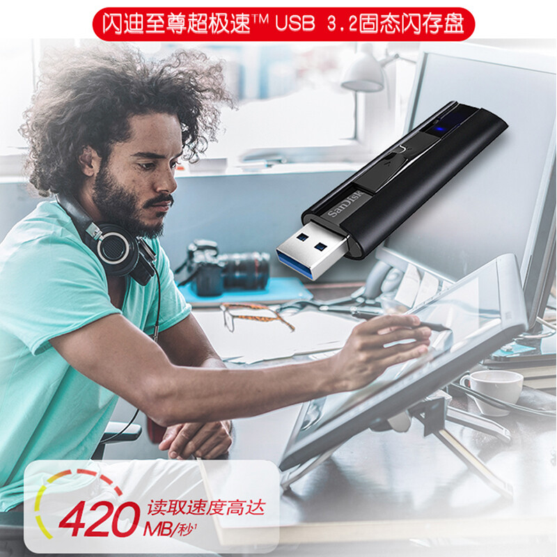 闪迪(SanDisk) U盘USB3.2CZ880大容量SSD固态闪存盘闪存U盘高速写入商务办公加密高清大图
