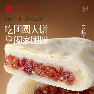 [嘉华]云腿白饼(400g) 大月饼老式传统官方旗舰店云腿云南特产中秋火腿