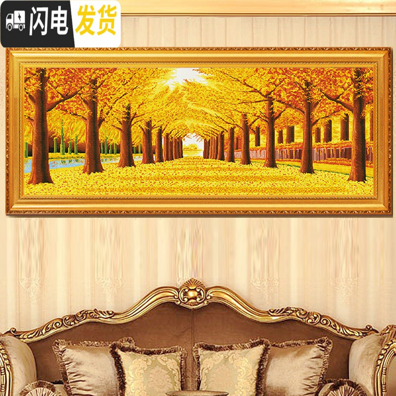 三维工匠新款5D钻石画金满地十字绣客厅满钻大幅风景点贴钻石绣2019 [满钻异形炫彩AB钻]180*67厘米[高清画布]