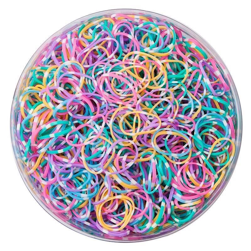 不伤发袋装儿童彩色胶圈橡皮筋一次性扎头发圈基础发绳头饰女孩黑实色