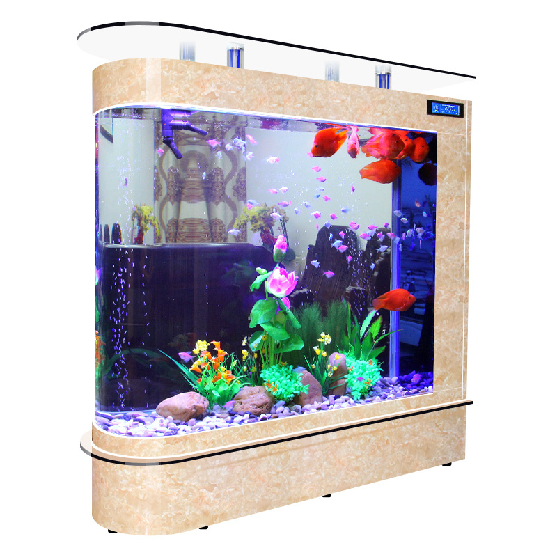 子金鱼缸水族箱大型玻璃生态客厅小型落地免换水家用圆形高清大图