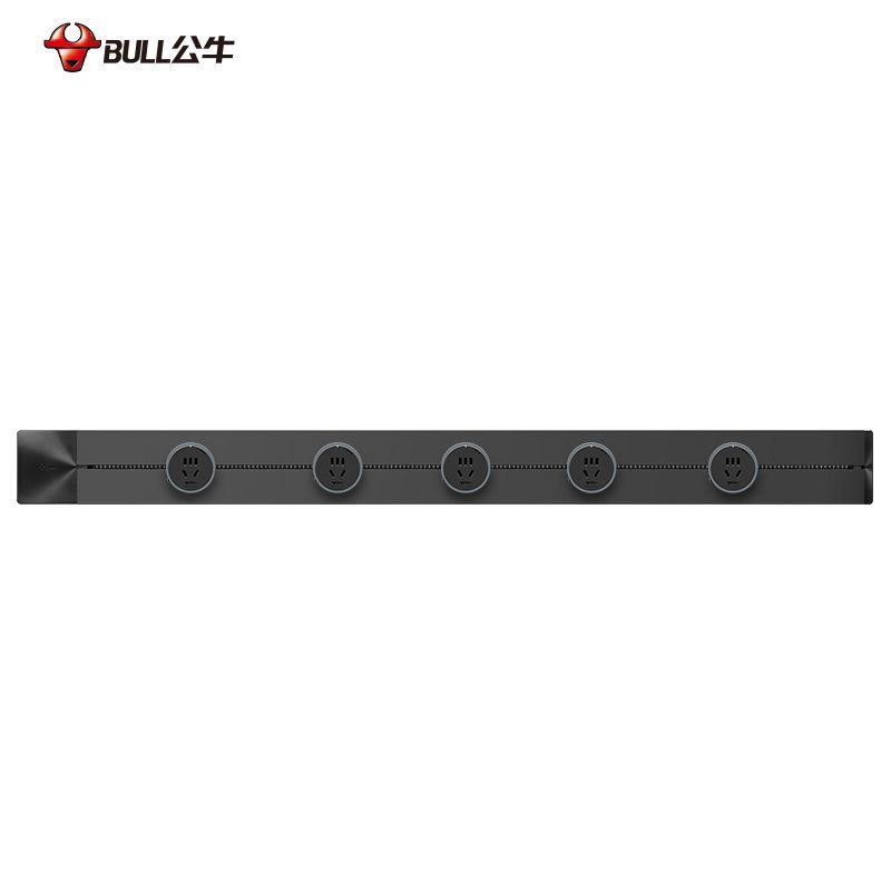 公牛桌面内嵌轨道插座GQ1[暗装,需开槽]铝环款-黑色75cm轨道+4个五孔 嵌入式暗装家用无线电力导轨滑动可移动插排