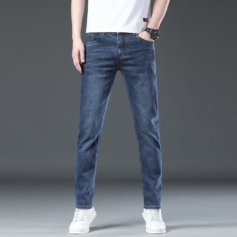 金盾(KIN DON)秋冬款厚款牛仔裤男直筒修身裤冬天纯棉男裤新款休闲裤潮流男士长裤子图片