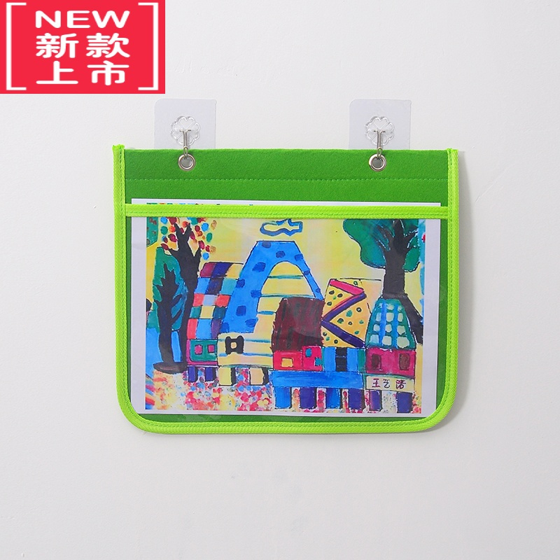 可莉允幼儿园美术作品展示袋透明 幼儿绘画画作业儿童教室图书收纳挂袋