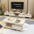 亮晶晶超级新品 伸缩电视柜茶几组合套装大理石现代简约经济型客厅钢化玻璃电视柜