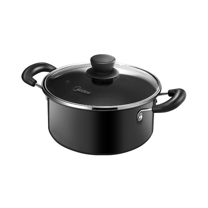 美的(Midea)锅具套装套锅家用两件套炒锅奶锅 黑色SL0203