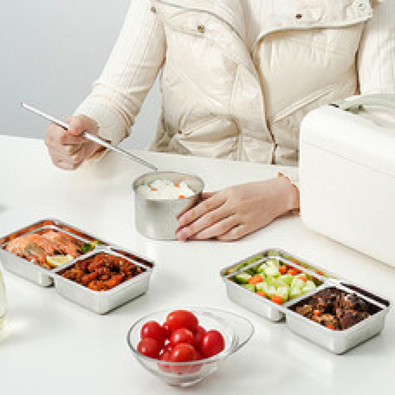 乐扣乐扣(LOCK&LOCK)电热饭盒 蒸煮保温加热双层316不锈钢内胆 EJR251GRN绿色 1.4L高清大图