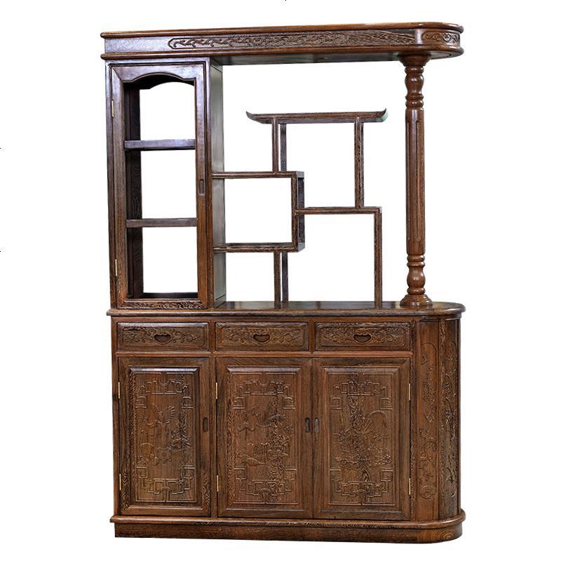 红木家具鸡翅木隔断柜客厅进双面屏风玄关柜实木新中式隔厅柜