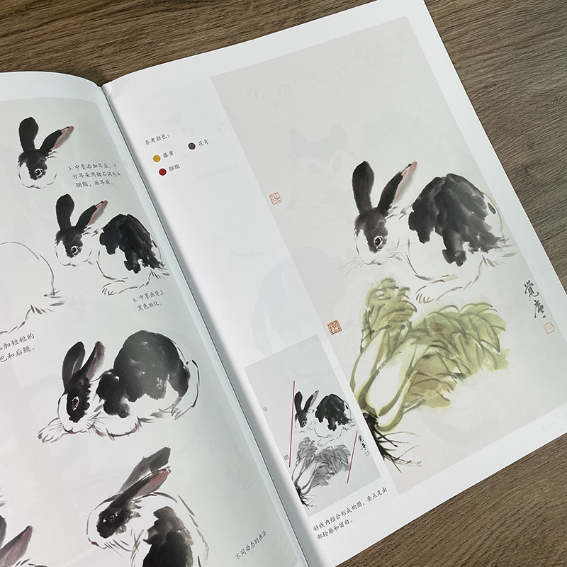 动物篇 [正版]国画入门—动物篇 主要讲解山水画题材的国画入门技法 每幅国画从造型用笔用墨到重点部位的画法步骤图及文字讲高清大图