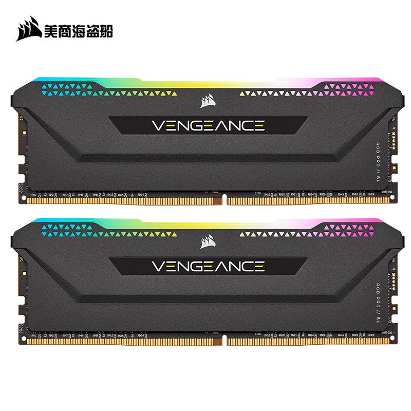 美商海盗船(USCORSAIR)DDR4 3200 32GB(16G×2)套装 台式机内存条 复仇者RGB PRO SL灯条 黑色 电竞玩家款