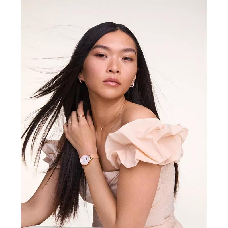 丹尼尔惠灵顿(Daniel Wellington)女款玫瑰金机械表32mm独特月相设计时尚防水腕表礼盒装