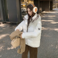 羽绒棉服棉衣短款2024冬季棉袄新款百搭韩版加厚连帽宽松时尚外套 M 白色
