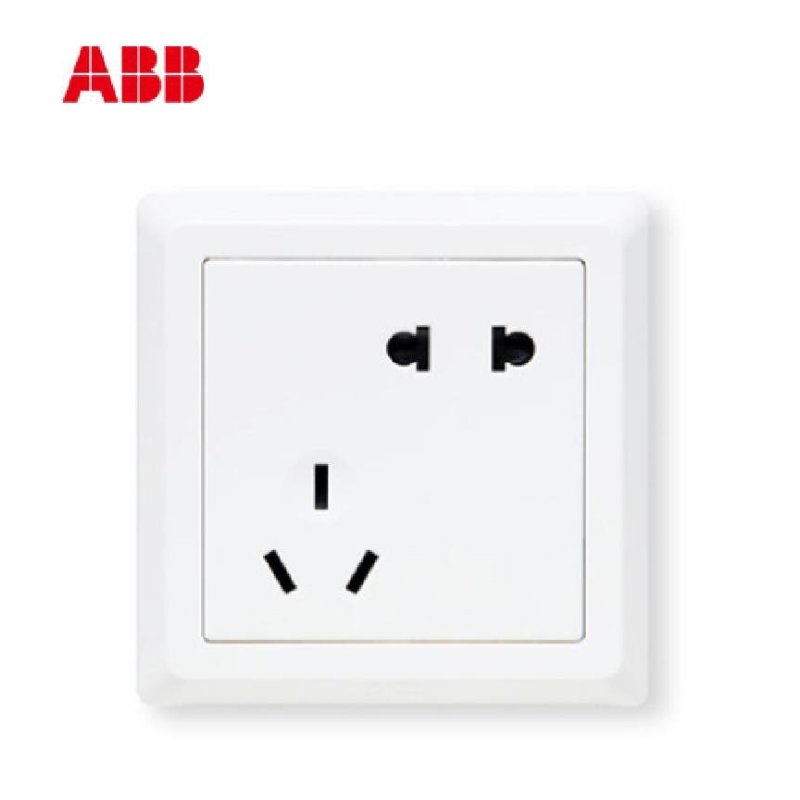 ABB开关插座 德逸雅白 五孔二三插墙壁错位5孔10A电源面板AE205高清大图
