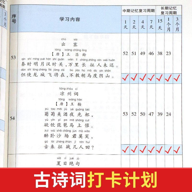 [共五本]小学语文一二三学段+古诗词+默写本 小学通用 [正版]艾宾浩斯记忆法 小学初中必背古诗文 打卡计划
