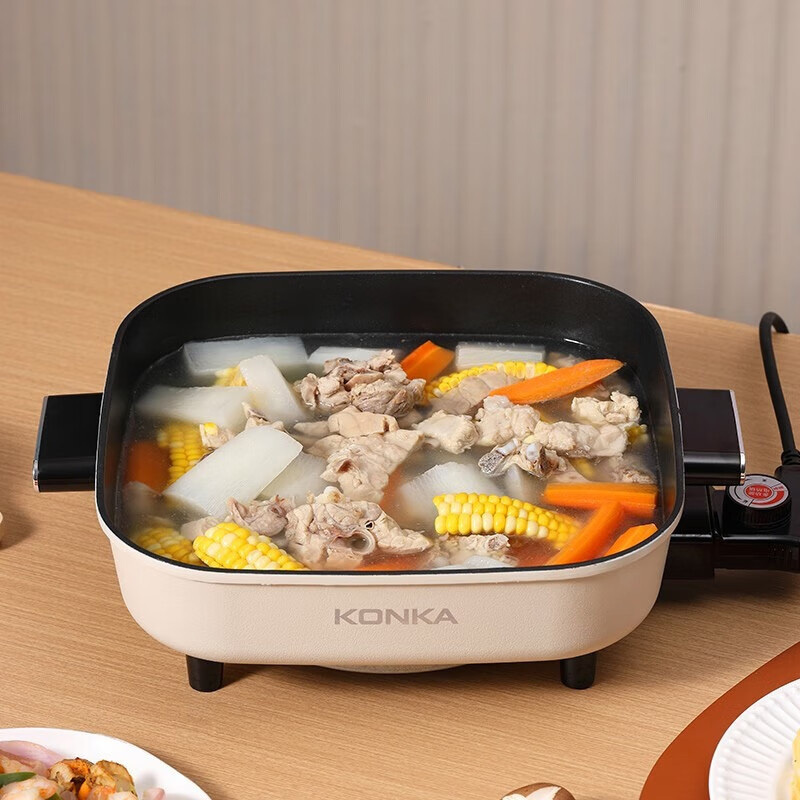 康佳电火锅5L涮煎炒烤焖炖煮多功能锅外观简洁大方KGJK-1602高清大图