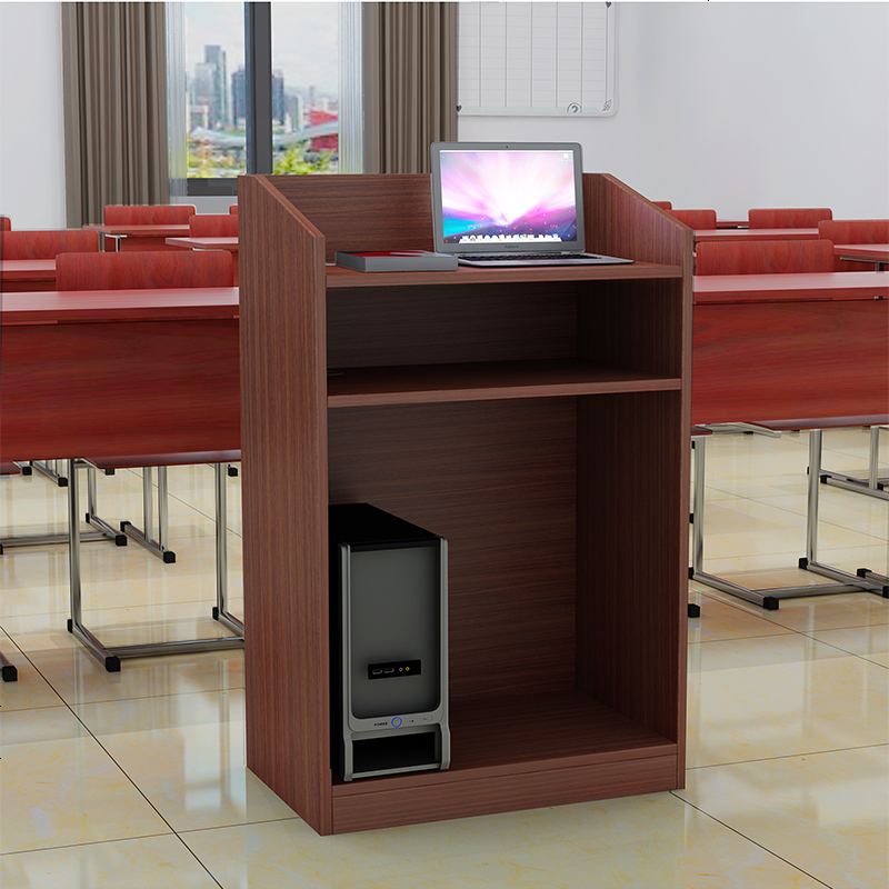 演讲台迎宾新款方形接待台发言培训台导购台教师讲桌主持台咨客台 柚木色100*63*40无抽_要穿线孔请备注