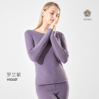 猫人男女士双层芃芃绒加厚恒温保暖内衣套装2021年新款抑菌圆领棉毛衫400g重 女XXL/175【推荐135-155斤】 女罗兰紫