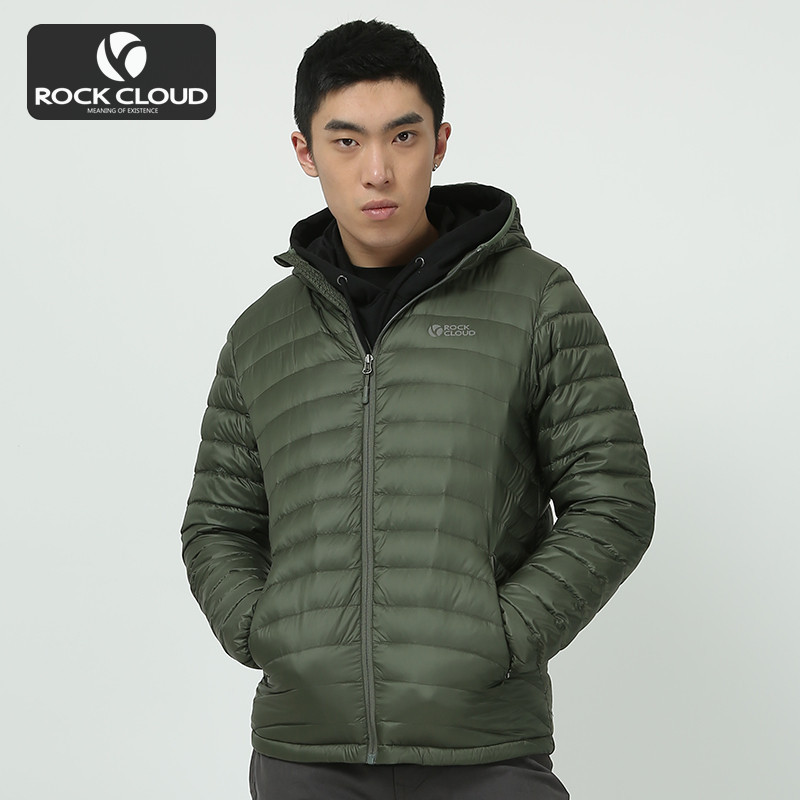 岩云/RockCloud 男子 户外休闲防泼水700蓬鹅绒连帽轻薄羽绒服