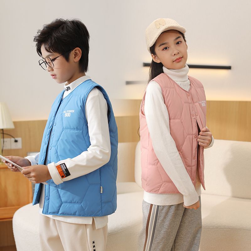 新款高档儿童羽绒棉服马甲中大童时尚内穿外穿防寒冬季保暖坎肩背心