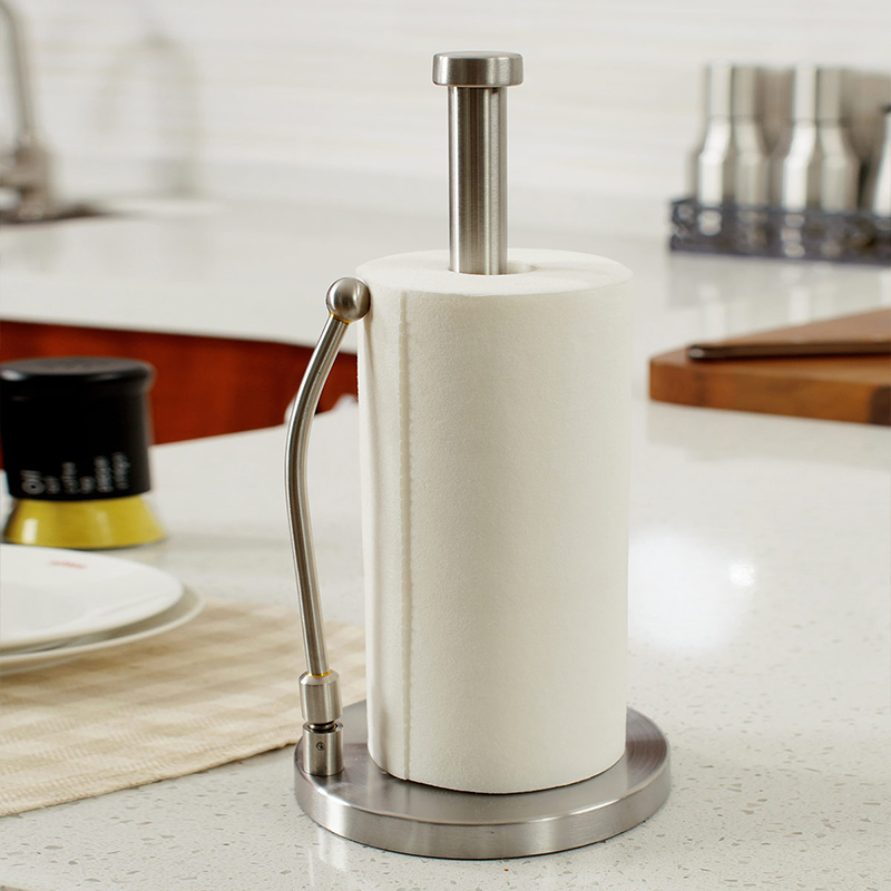 欧润哲 纸巾架 不锈钢加粗双杆纸巾架 免打孔卷纸架立式纸巾座创意家用餐厅简约用纸架家庭纸巾盒高清大图