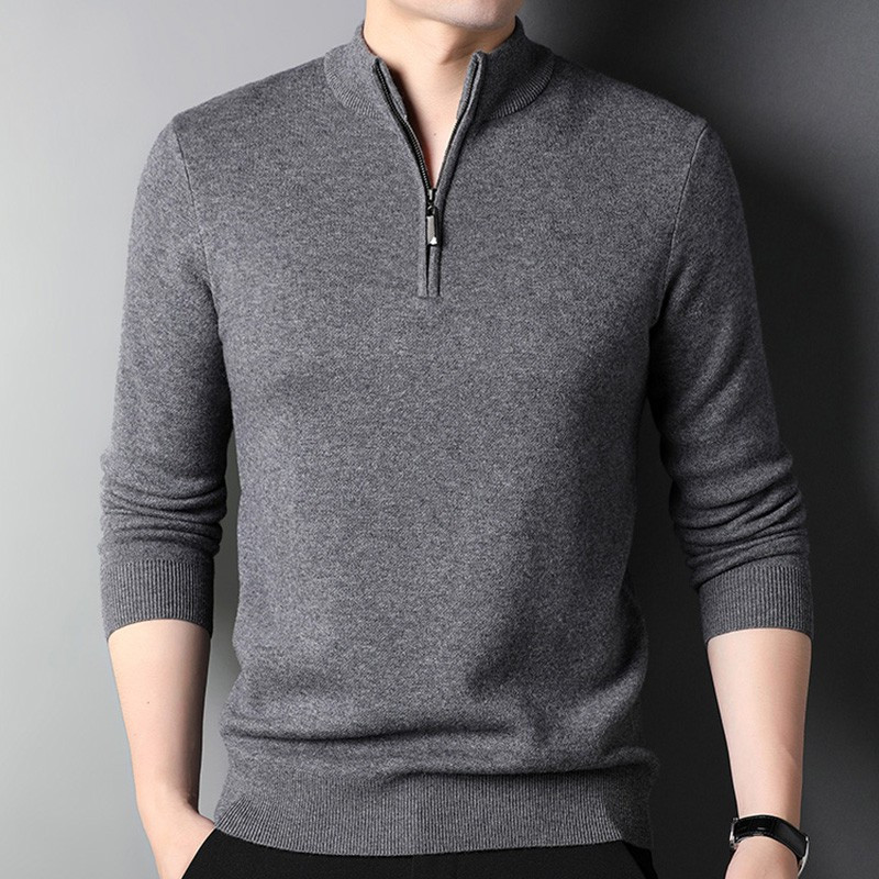 恒源祥100羊毛衫男加厚立领男士毛衣大码中青年男装纯羊毛线衣服男