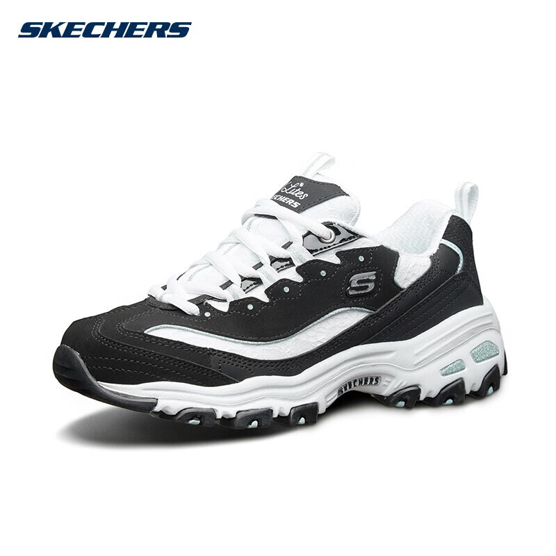 Skechers斯凯奇女鞋时尚厚底增高熊猫鞋轻质休闲老爹鞋11959-BKW36_525104