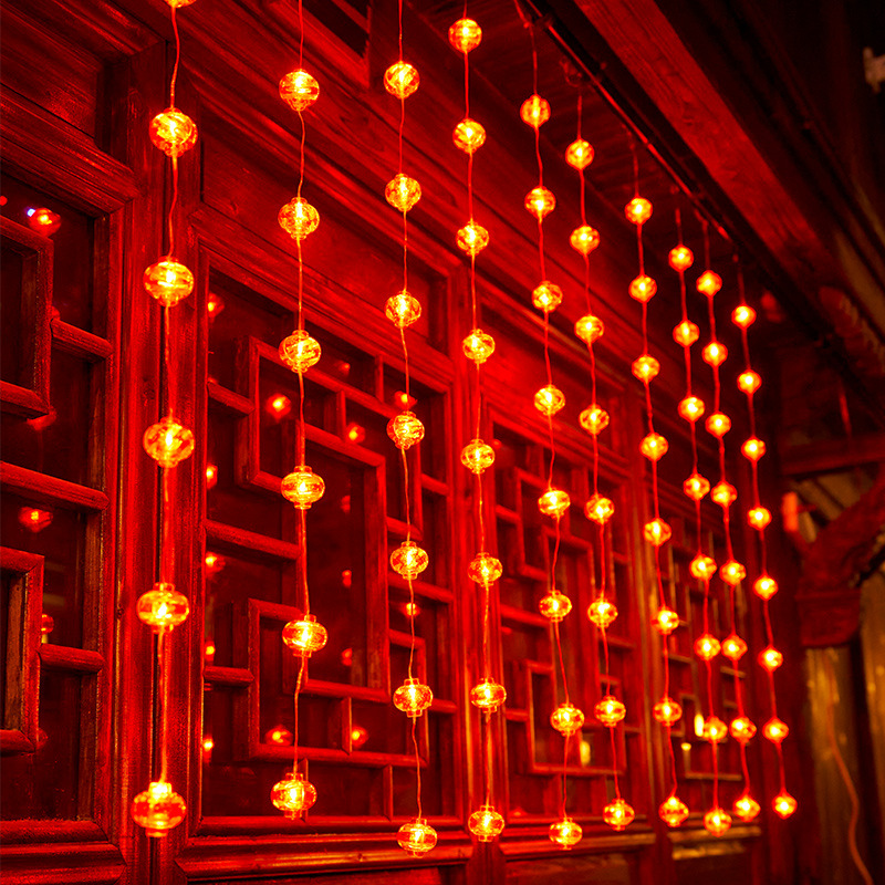节庆挂件灯串小红灯笼【插电款】长度3米*0.8米下垂【8模式】五条装