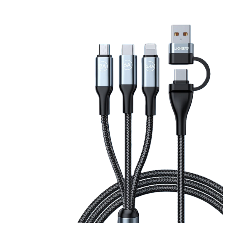 领臣 LC-469 手机充电器 二拖三超级快充 1.8米 100W适用苹果13Type-C安卓手机