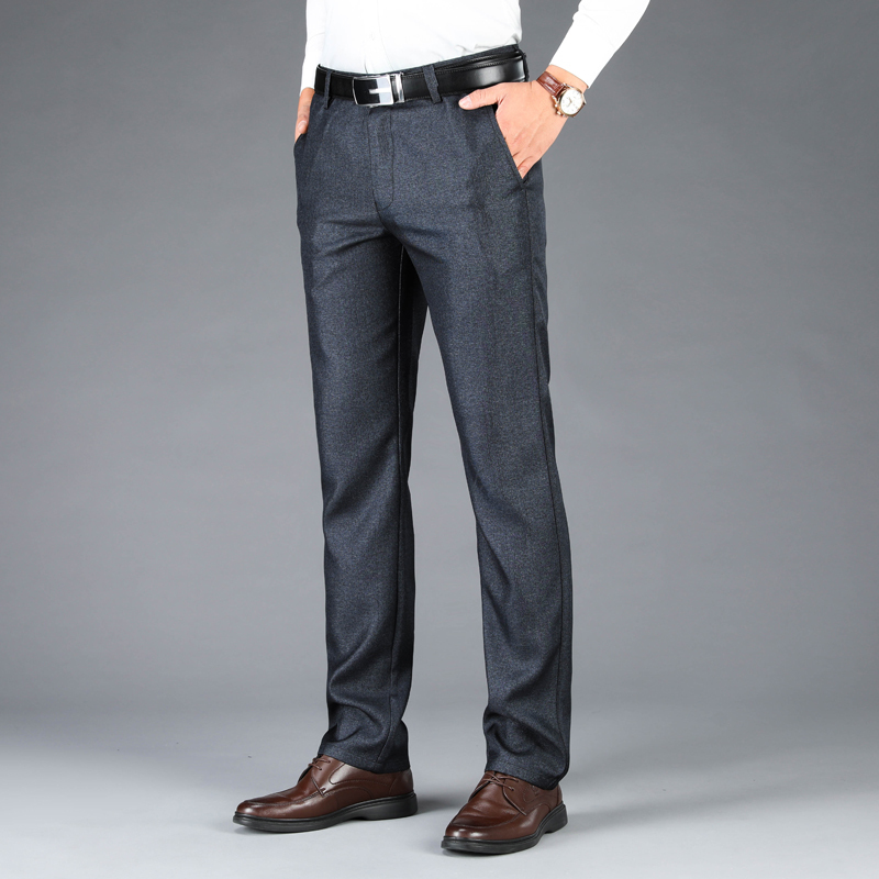 花花公子品牌春季新款休闲裤男商务直筒西裤工作裤宽松男士长裤子