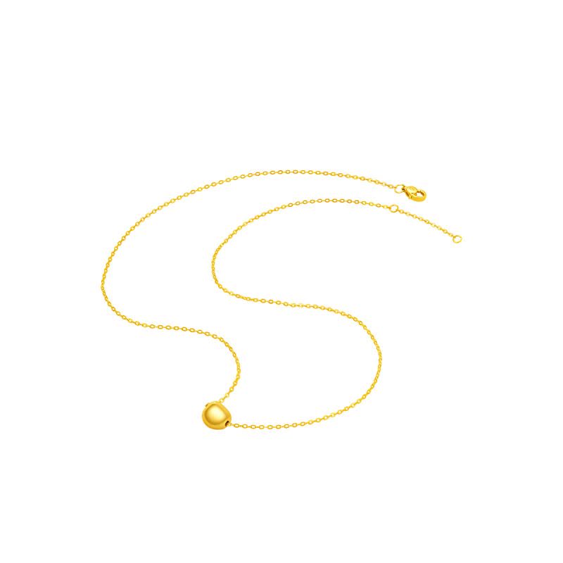 周大福 大福红系列 简约几何金豆足金黄金吊坠项链计价(工费:360元) EOF940图片