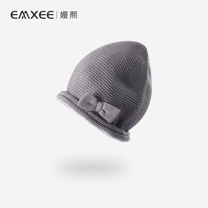 嫚熙(EMXEE)婴儿帽子针织蝴蝶结宝宝儿春夏帽子