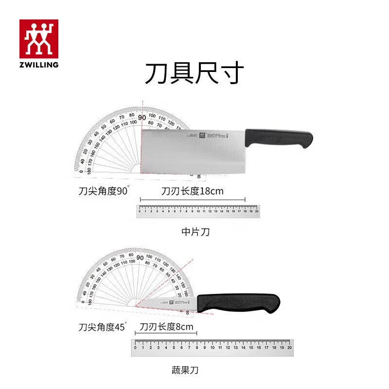 双立人(ZWILLING)菜刀刀具家用切菜刀切片切肉刀片鱼刀厨刀中片刀蔬果刀 中片刀+蔬果刀2件套 PZ-1360高清大图