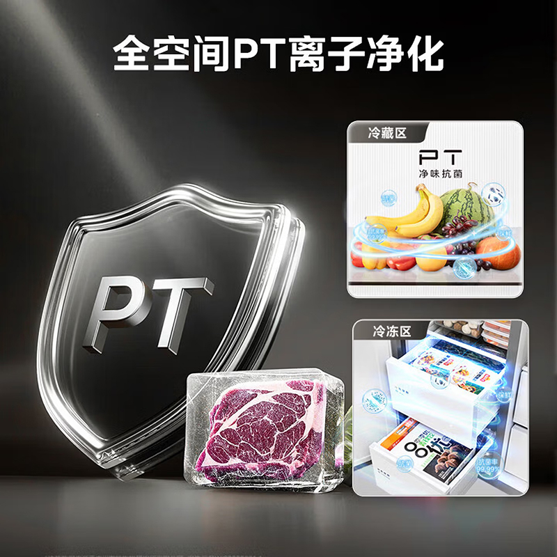 美的(Midea)606升双开门超大容量家用冰箱风冷无霜一级能效双变频节能大冷冻室双PT净味BCD-606WKPM(E)高清大图