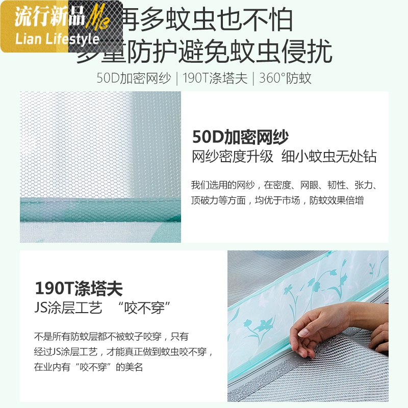 蒙古包蚊帐1.8x2.0床双人家用加密加厚2米.2.2米2018新款1.8*2.2m 三维工匠高清大图