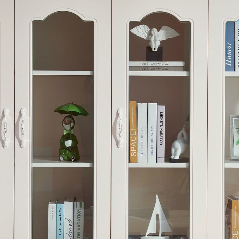 全友家居 韩式田园书房家具套装 二门三门书柜桌椅组合书柜图片