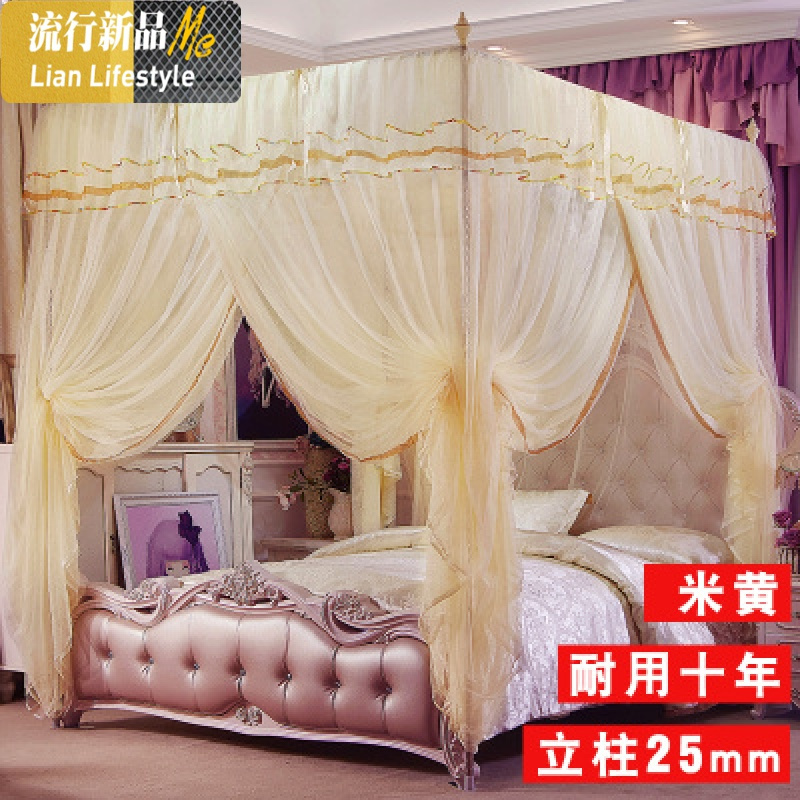 广东发货三开蚊帐不锈钢落地支架 1.5/1.8m米床宫廷蚊帐 三维工匠