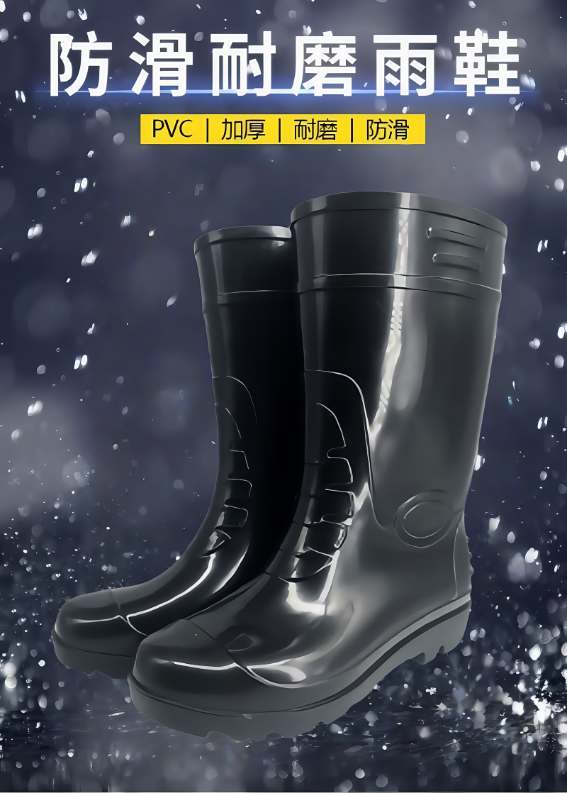 铁洋 黑色中筒防水雨鞋 TY-YX003 双高清大图