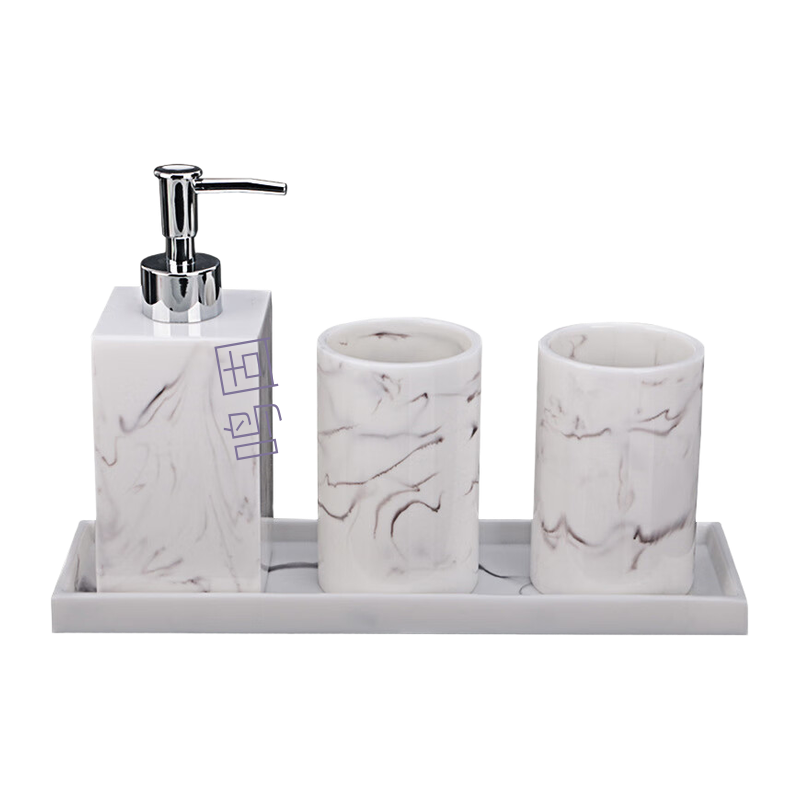 鸣固 ZJ7561 树脂四件套 洗手液瓶刷架洗漱杯 酒店浴室用品