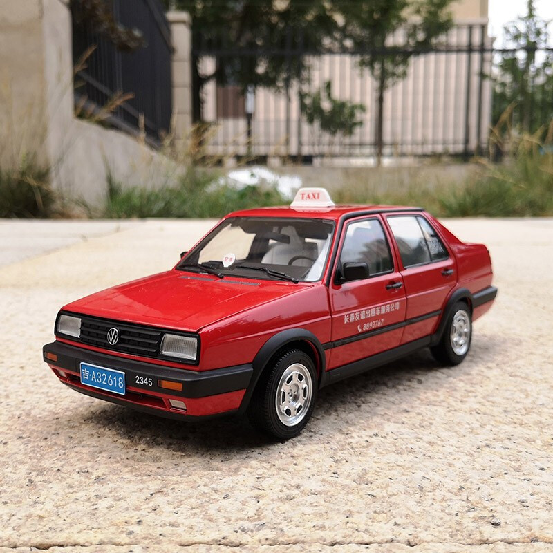 原厂118大众捷达警车出租车jettagtmk2经典版方灯合金汽车模型车模