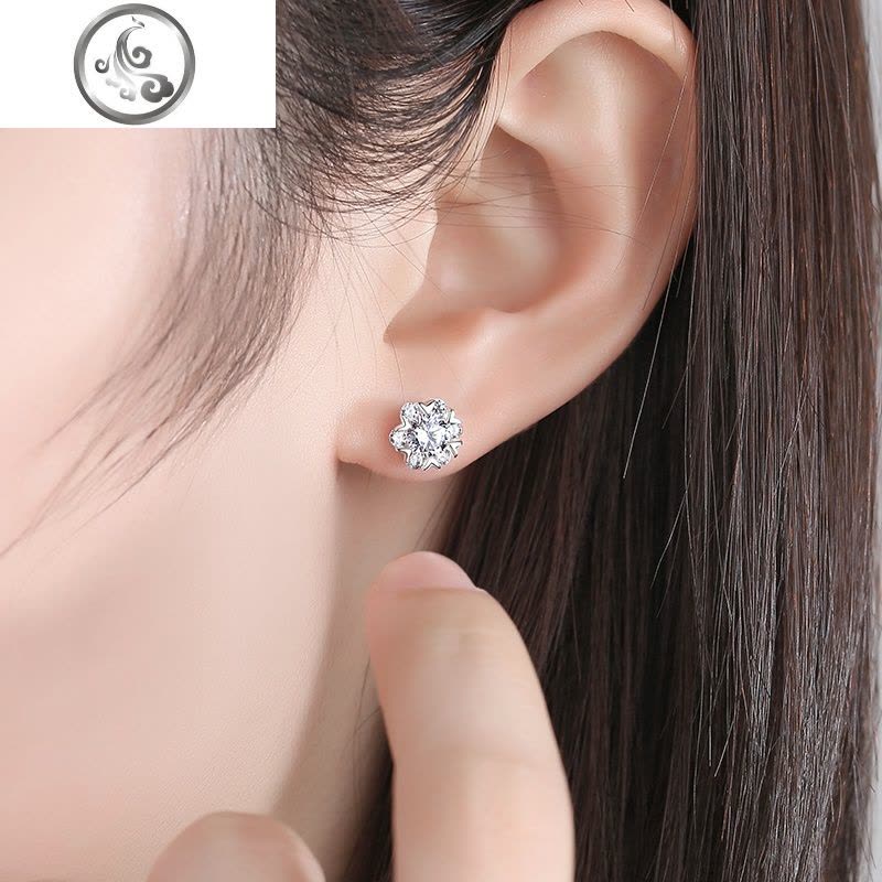 925纯银雪花耳钉女气质锆石耳环2019新款潮耳饰男简约小巧圣诞风 JiMi图片