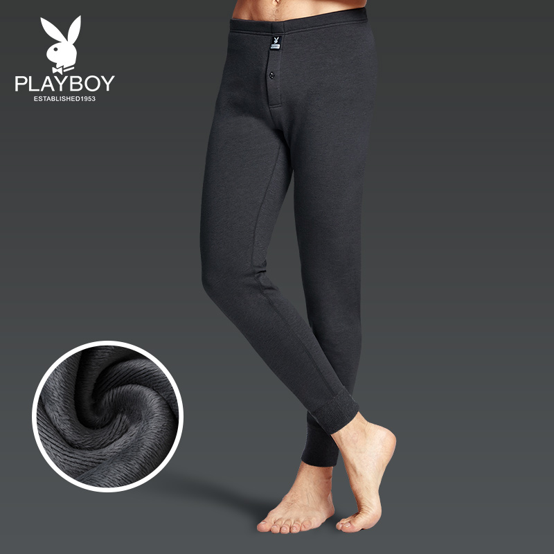 花花公子秋裤男士保暖裤加绒加厚冬季棉裤男单裤毛裤驼绒裤线裤花高清大图