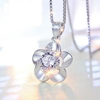 阡陌 925银幸福花朵项链 韩版仿真钻坠简约短款锁骨时尚百搭情侣闺蜜生日礼物送女朋友七夕情人节礼物